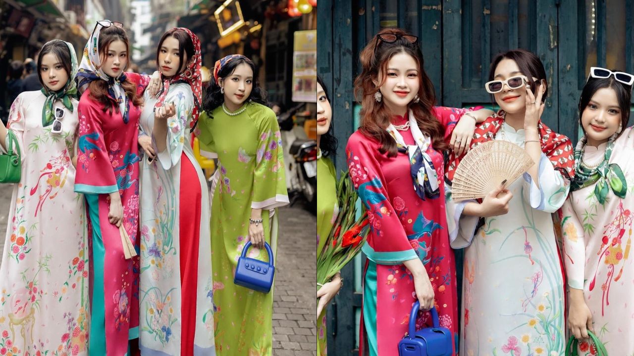 Cách Phối Màu Sắc Giữa Khăn Lụa Và Áo Dài