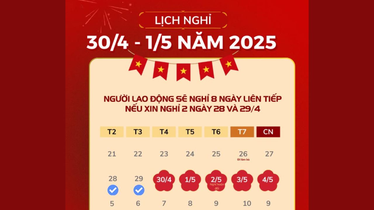 Lịch Nghỉ Lễ 30/4 Và 1/5 Năm 2025