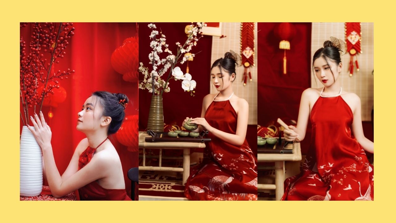 Set Đồ Tết Váy Ngắn Và Áo Len