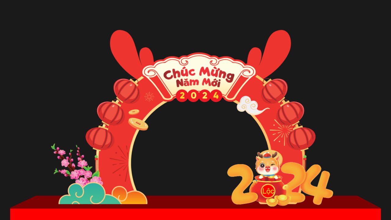 Cổng Chào Tết Với Vật Liệu Tự Nhiên