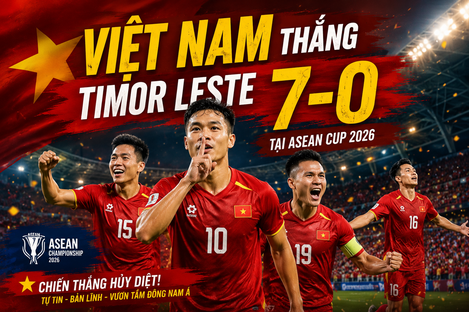Điểm nhấn sau chiến thắng 7-0 của tuyển Việt Nam trước Timor Leste tại ASEAN Cup 2026