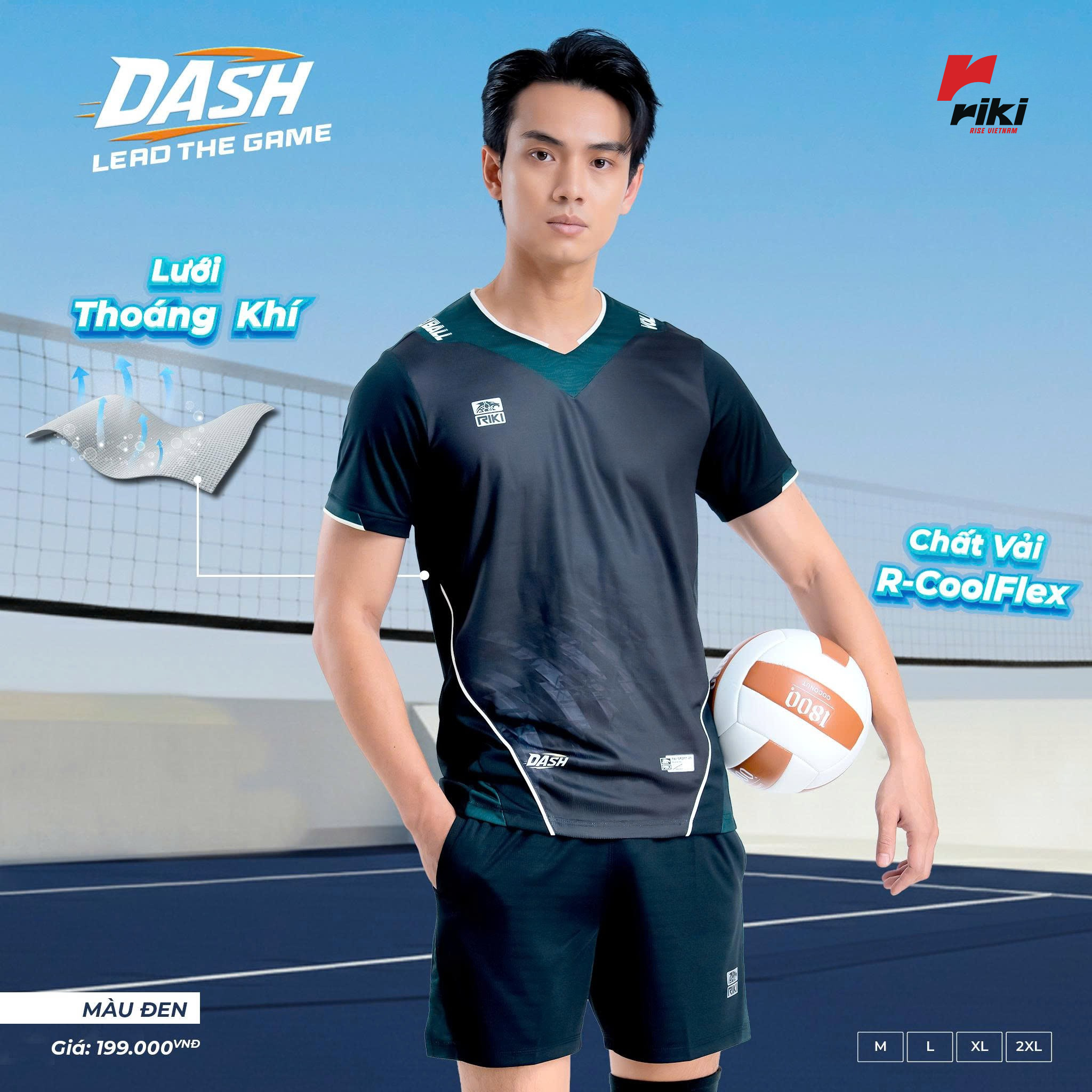 Đồ Bóng Chuyền RIKI DASH Nam Đen