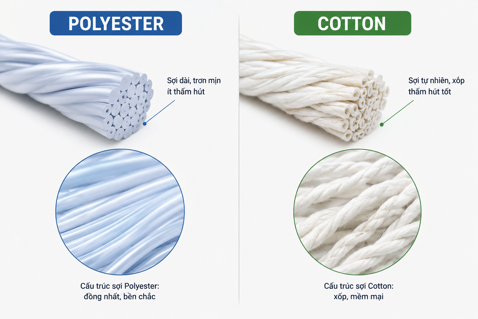 Thành phần Polyester và Cotton.