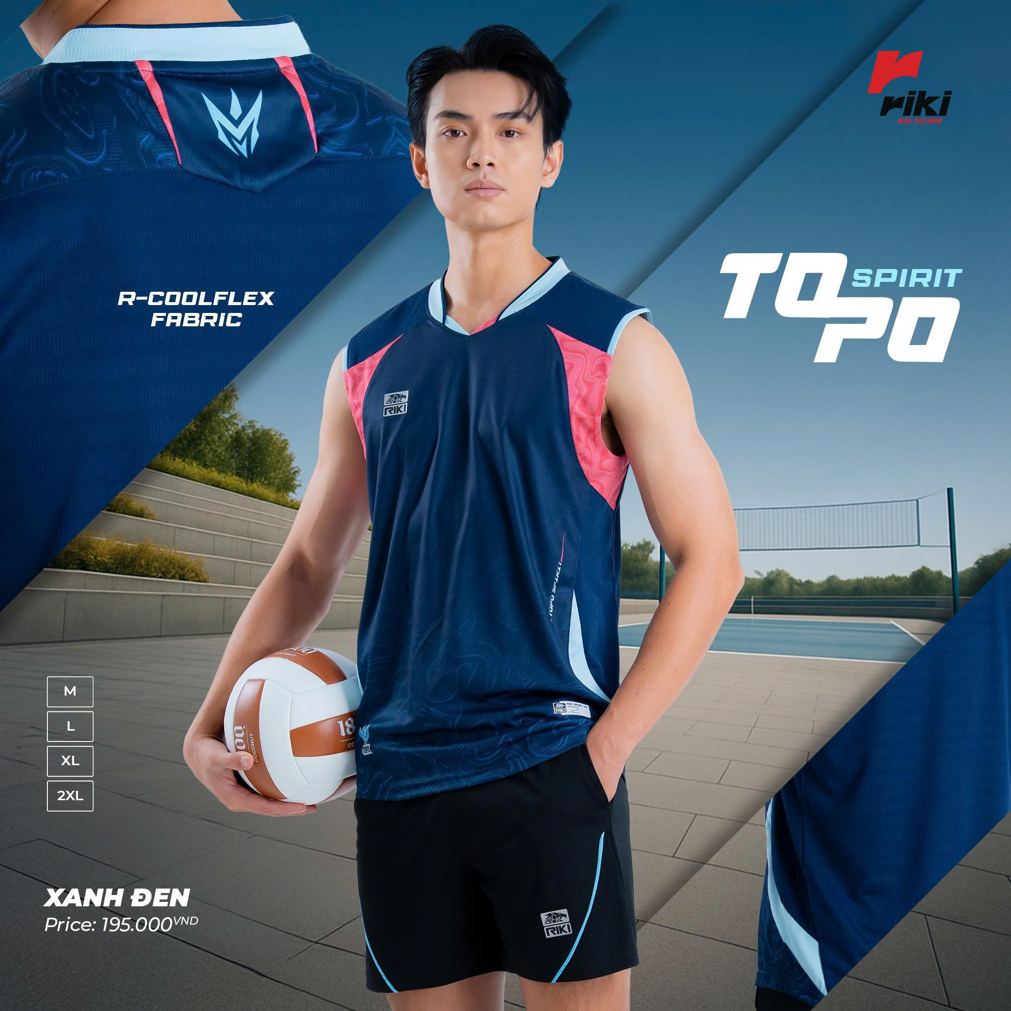 Đồ Bóng Chuyền RIKI TOPO Nam XanhĐen