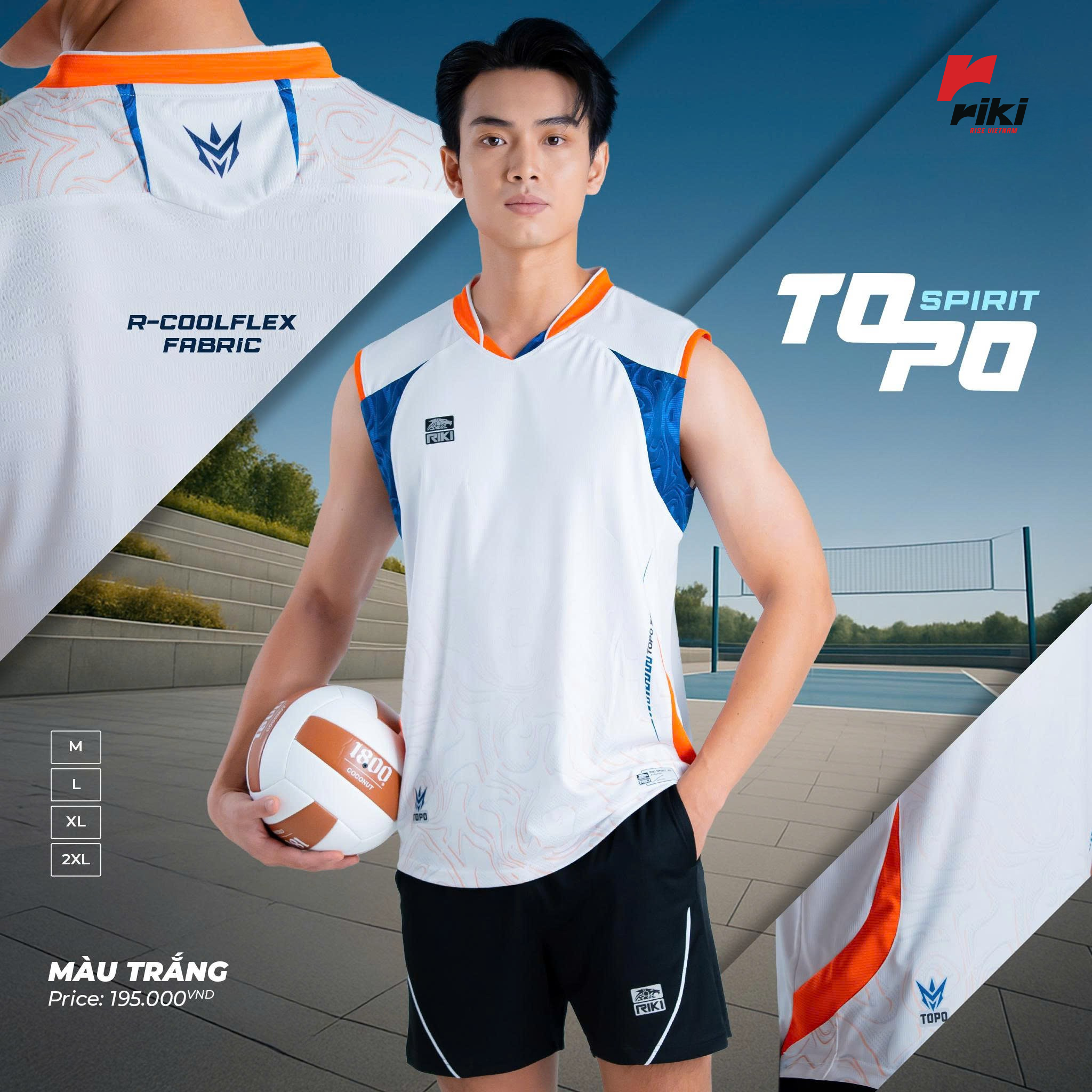 Đồ Bóng Chuyền RIKI TOPO Nam Trắng