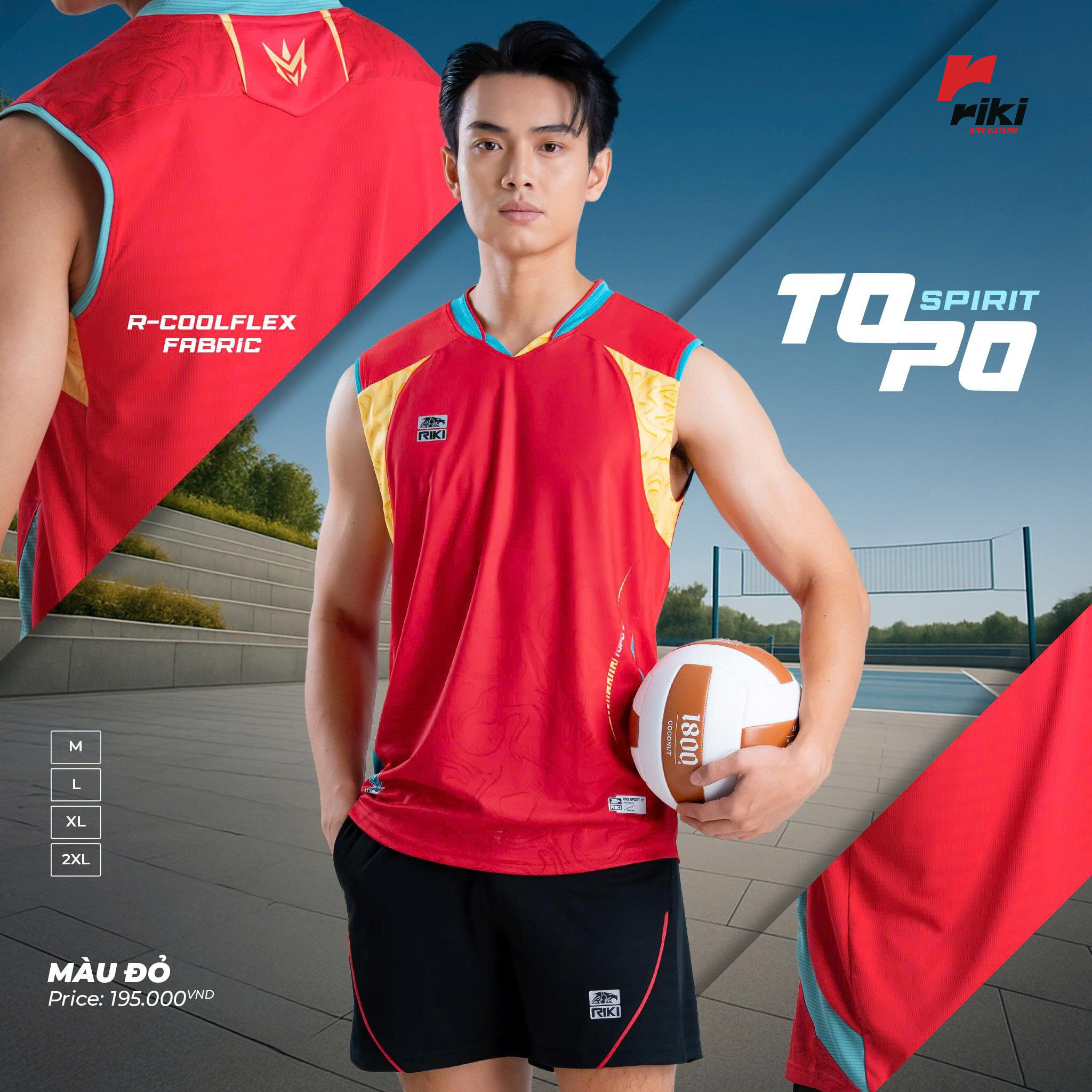 Đồ Bóng Chuyền RIKI TOPO Nam Đỏ