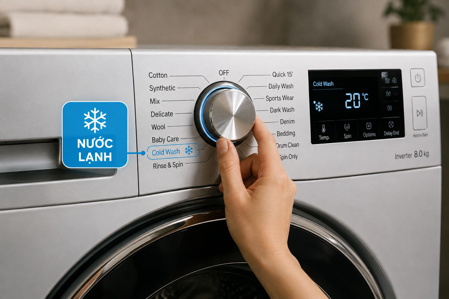 Máy giặt với chế độ nước lạnh