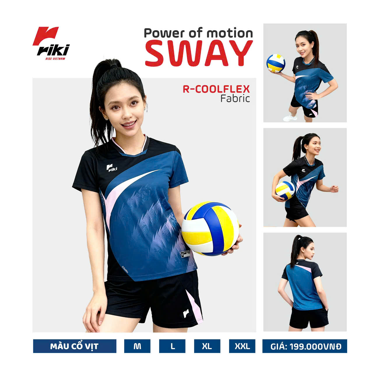 Đồ Bóng Chuyền RIKI SWAY Nữ Cổ Vịt