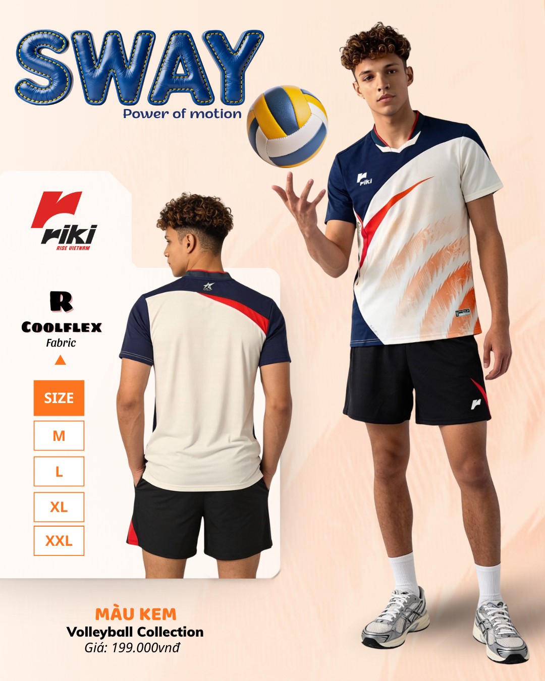 Đồ Bóng Chuyền RIKI SWAY Nam Kem