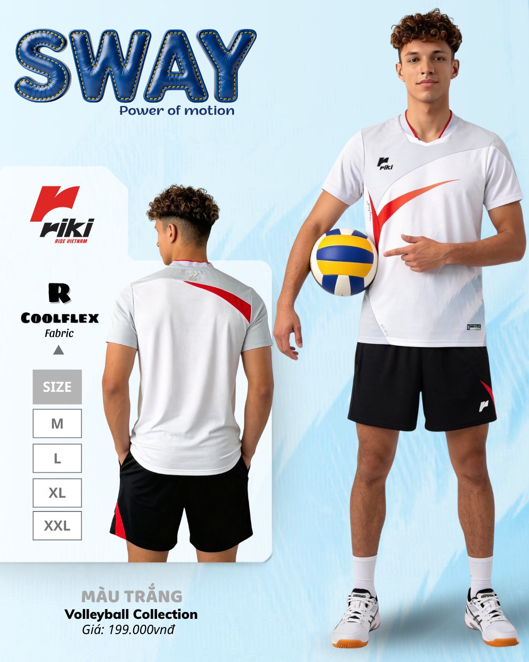 Đồ Bóng Chuyền RIKI SWAY Nam Trắng