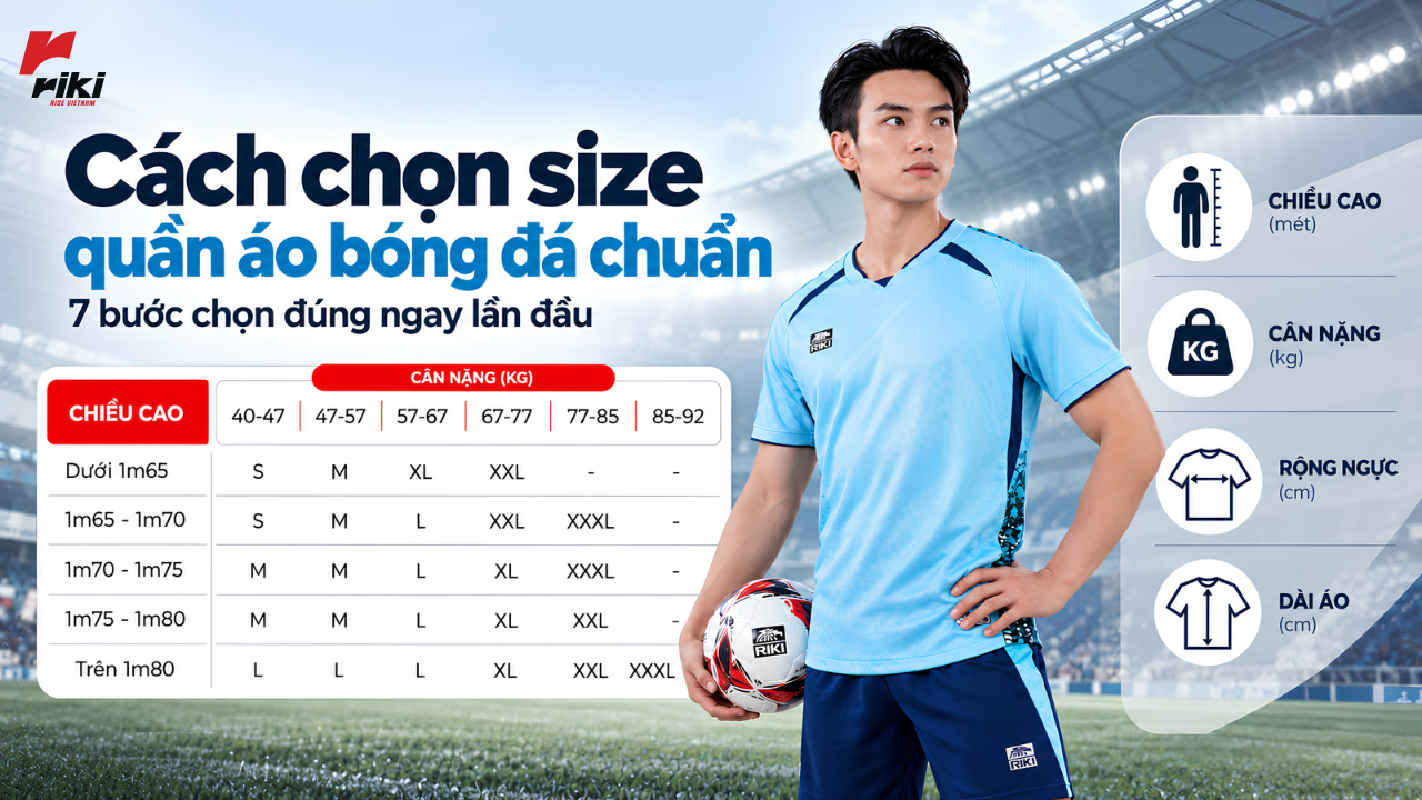 Cách chọn size quần áo bóng đá chuẩn